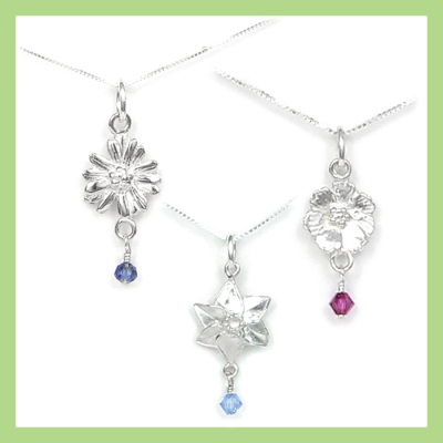 BIRTH MONTH FLOWERS STERLING SILVER - Designs in this Collection: