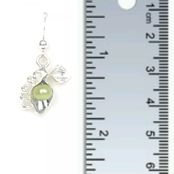 Sweet Pea Earrings - Green Pearl Handcrafted Sterling silver by Lucina K.