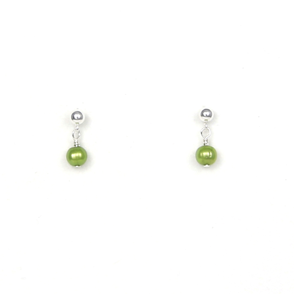 Single Pea Earrings - Green Pearl