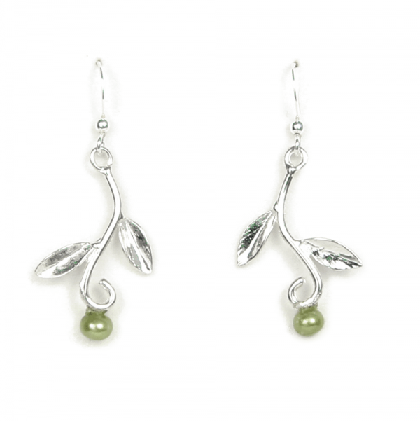 Pea Vine Earrings - Green Pearl