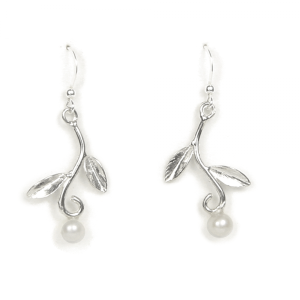 Pea Vine Earrings - White Pearl