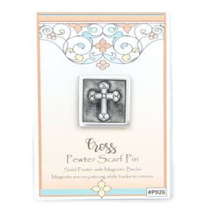 Budded Cross Pin Square Pewter Magnetic Back