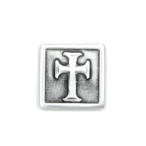 Cross Pin Square Pewter Magnetic Back