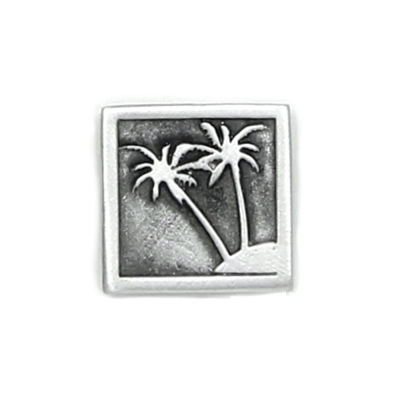 Palm Trees Pin Square Pewter Magnetic Back