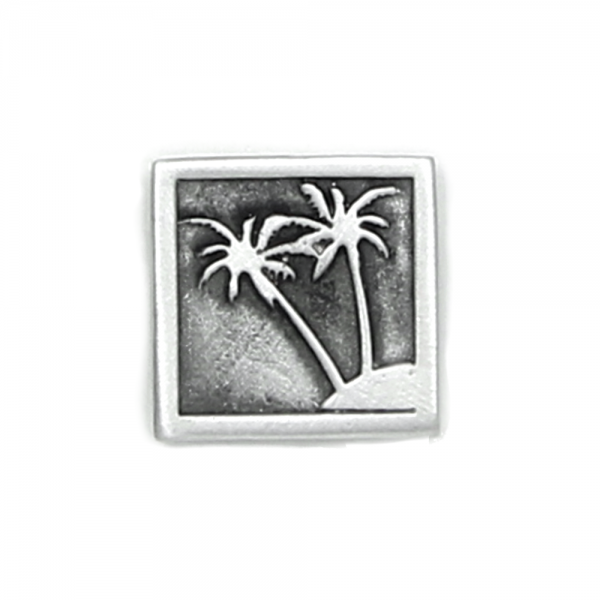 Palm Trees Pin Square Pewter Magnetic Back