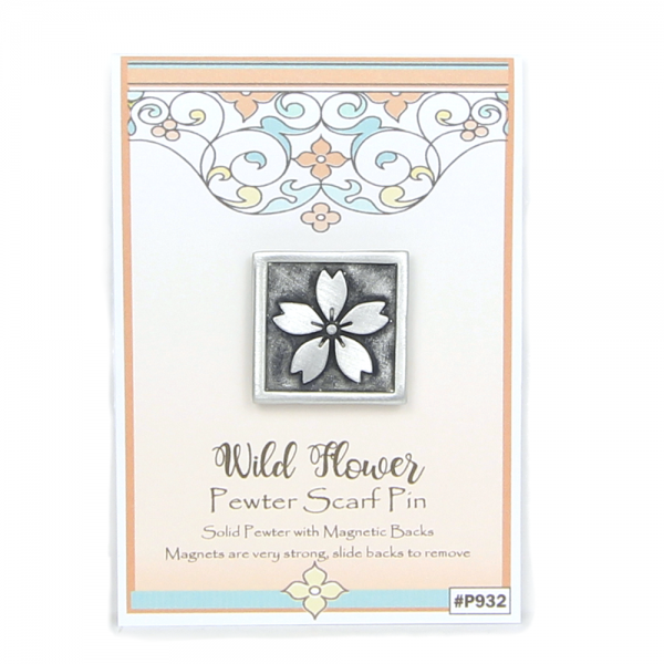 Wild Flower Pin Square Pewter Magnetic Back