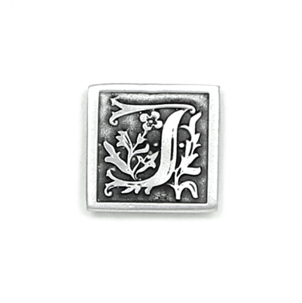 Antique Finished Letter J Initial Pin with Magnetic Back Closure