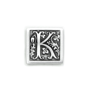Antique Finished Letter K Initial Pin with Magnetic Back Closure