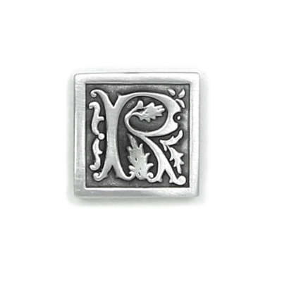 Antique Finished Letter R Initial Pin with Magnetic Back Closure