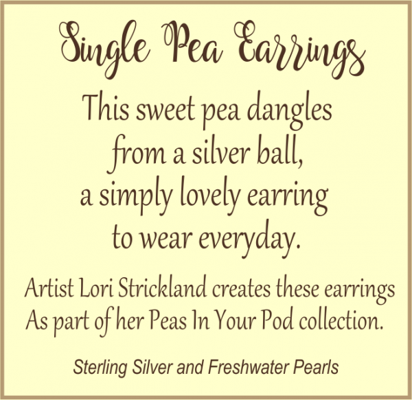 Single Pea Long Earrings - Green Pearl