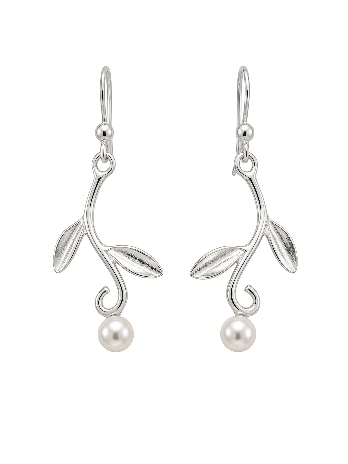 Sterling Silver Vine earrings with freshwater pearl