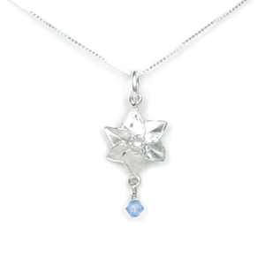 March Daffodil Necklace with Birthstone Crystal Sterling Silver