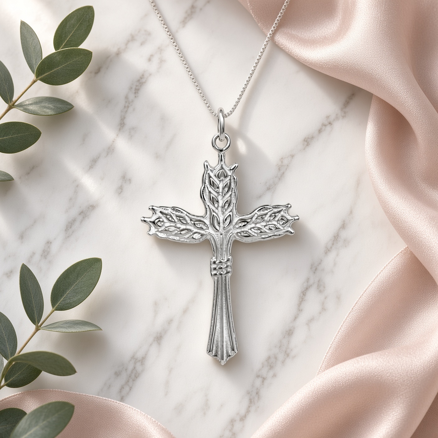 Harvest Cross Necklace - Sterling Silver