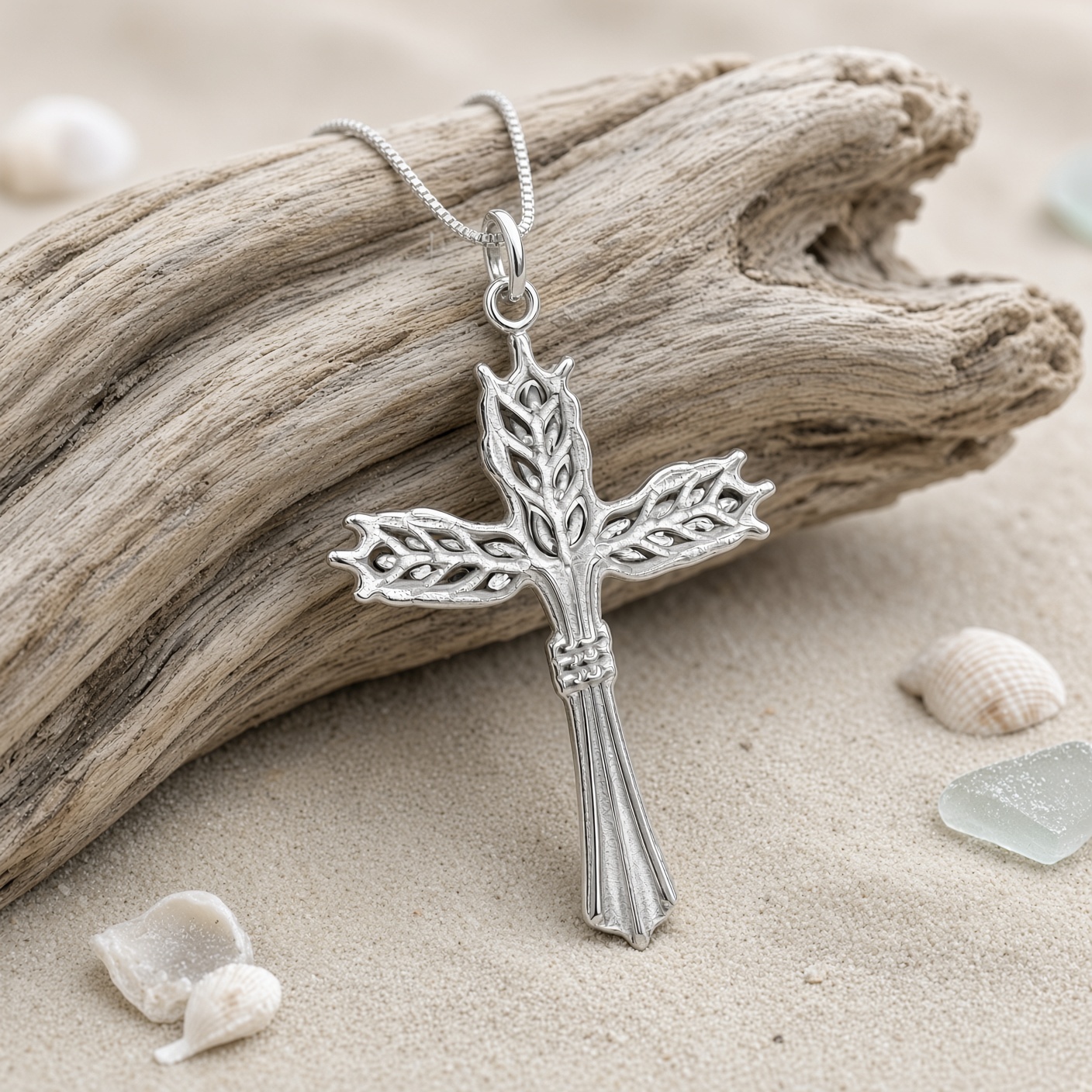 Harvest Cross Necklace - Sterling Silver