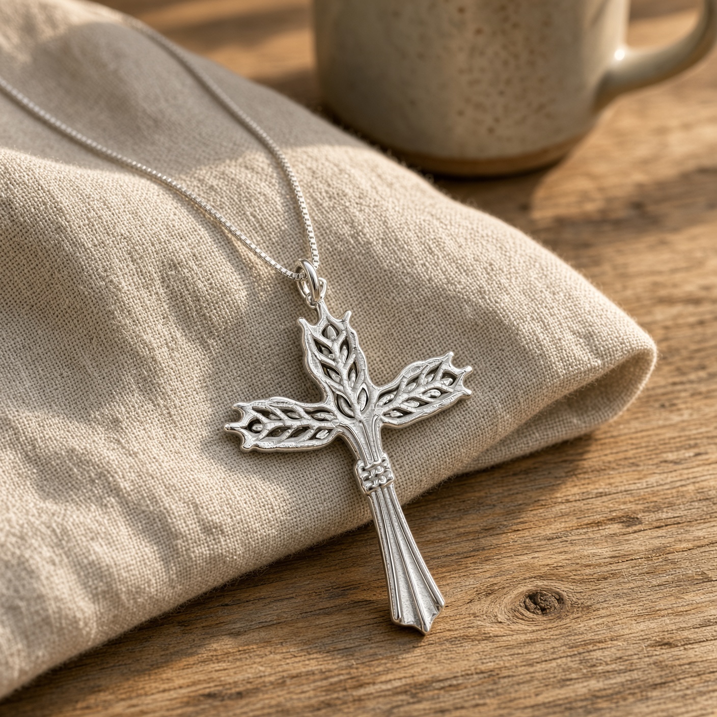 Harvest Cross Necklace - Sterling Silver