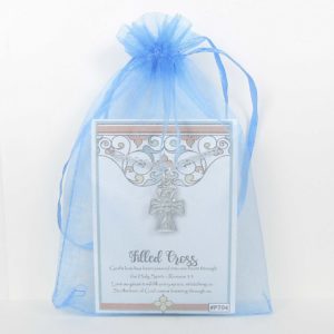 Filled with the Spirit Cross shown in organza gift bag
