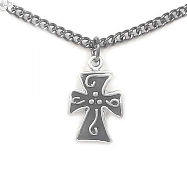 Antique Pewter Filled Cross Necklace by Lucina K.