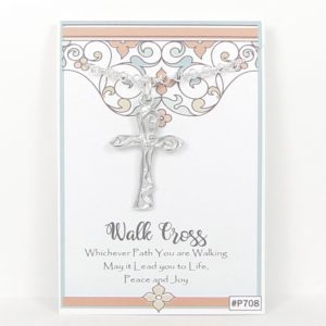 Walk Cross Necklace pictured on Story Card Packaging