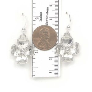 Dogwood Flower Earrings with Ruler for size