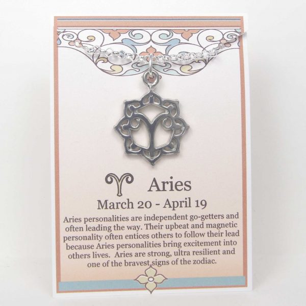 Aries Zodiac Necklace Pewter on story card