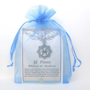 Pisces Fish Zodiac Necklace Pewter in organza gift bag