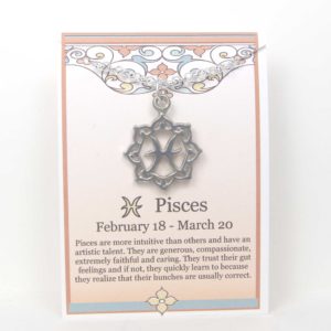 Pisces Fish Zodiac Necklace Pewter on card