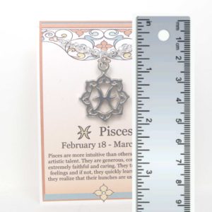 Pisces Fish Zodiac Necklace Pewter with ruler for scale