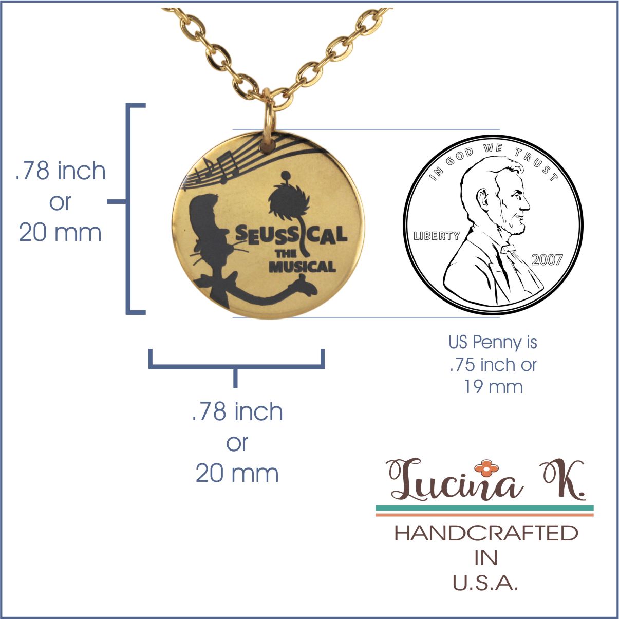 Seussical the Musical inspired necklace with virtual engraving