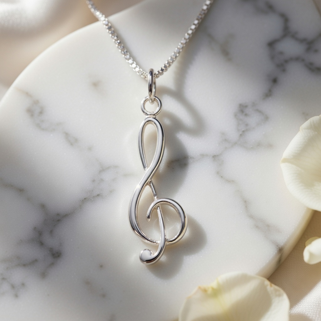 Treble Clef Sterling Silver Necklace - Perfect Gift for Musicians and Music Lovers - Image 2