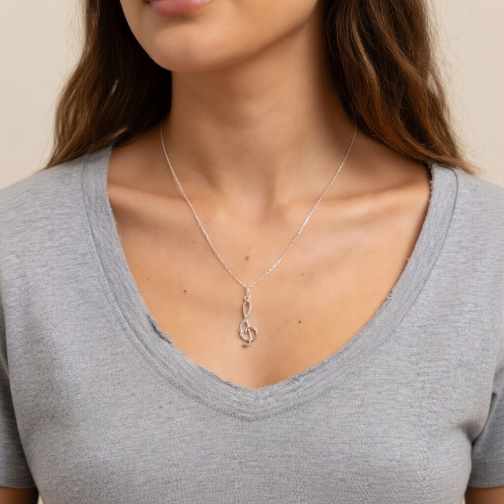 Treble Clef Sterling Silver Necklace - Perfect Gift for Musicians and Music Lovers - Image 5