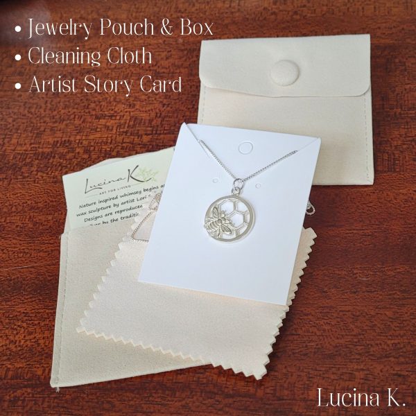 Sterling Silver Bee Honeycomb Necklace, Bee Lover Gift - Handcrafted in USA with Story Card and Gift Packaging