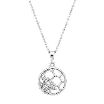 Bee Circle Necklace Sterling Silver