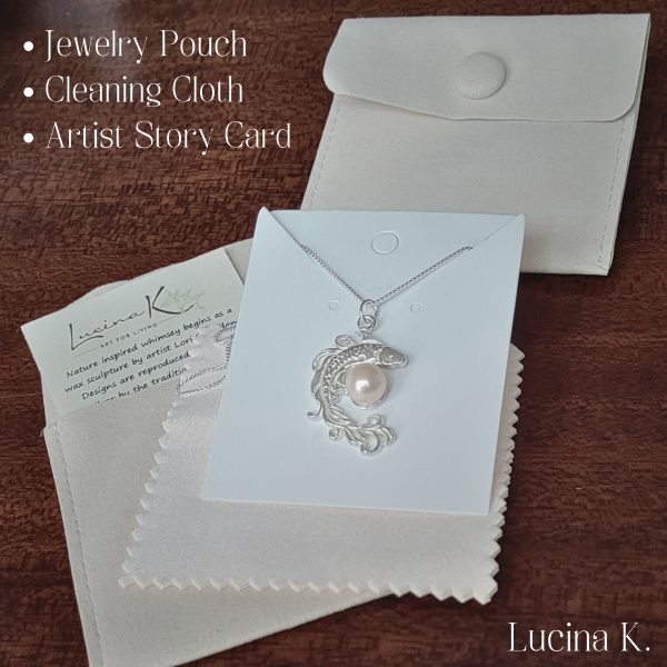 Lucky Fish Necklace with Pearl - Sterling Silver - Image 4