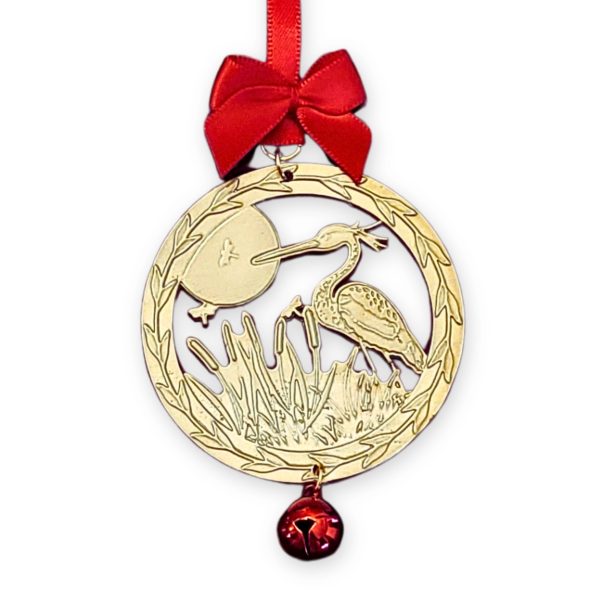 Heron Egret Bird Ornament with Cattails and Dragonflies - Fine Pewter Made in USA - Image 11