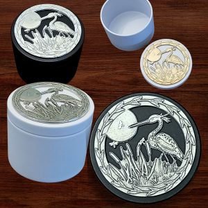 Heron Keepsake Box decorated with Fine Pewter Made in USA