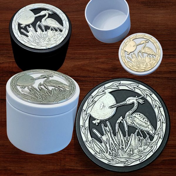 Heron Keepsake Box decorated with Fine Pewter Made in USA