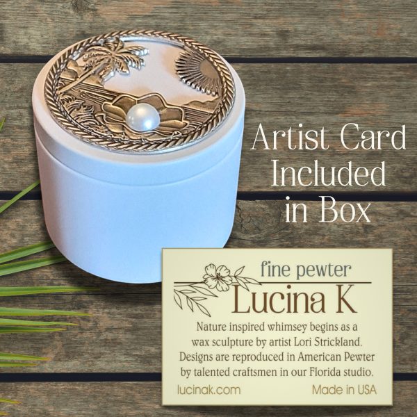 Fine pewter pearl in seashell design. Crafted in the USA, includes artist card. Great nautical gift for beach lovers, seashell collectors, beach weddings