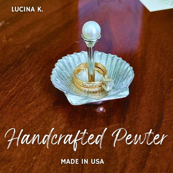 Pearl and Shell Ring Holder- Fine Pewter Made in USA