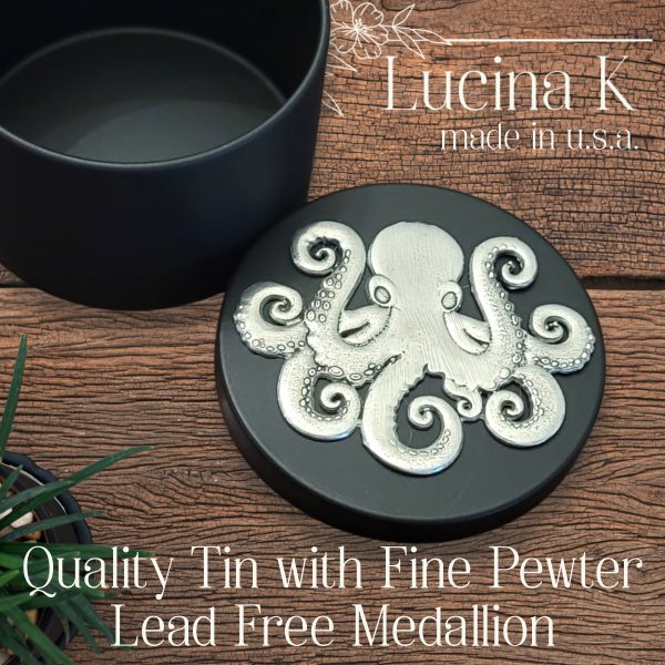 Lucina K - Octopus Pewter Medallion Tin Box - Handmade in USA with included Artist Card