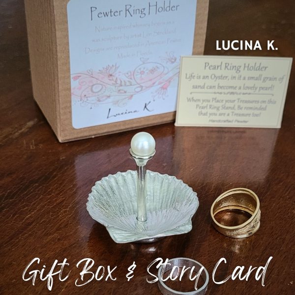 Pearl and Shell Ring Holder- Fine Pewter Made in USA