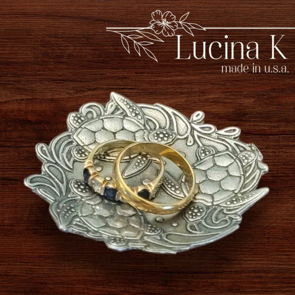 Sea Turtle Jewelry Tray Ring Dish - Fine Pewter Made in USA