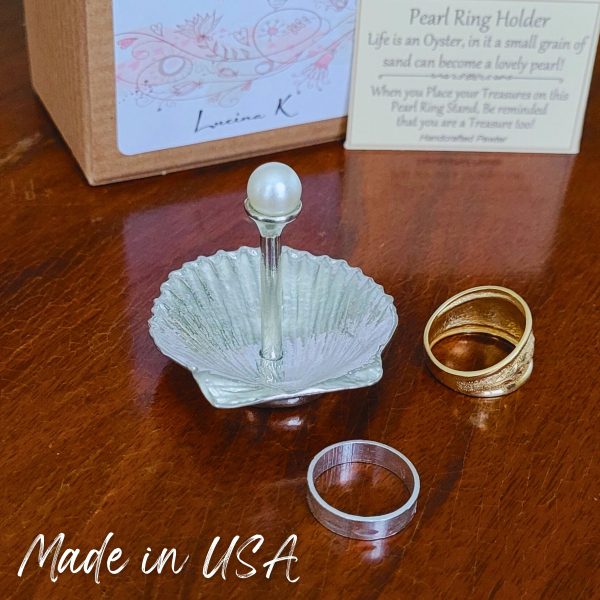 Pearl and Shell Ring Holder- Fine Pewter Made in USA