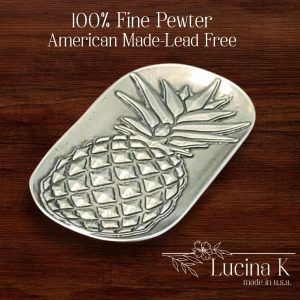 Pineapple Jewelry Tray Ring Dish - Solid Fine Pewter Made in USA