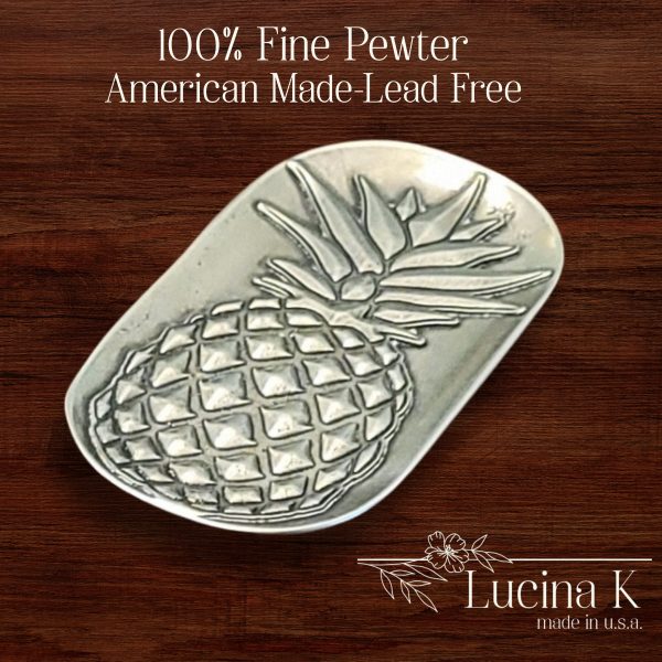 Pineapple Jewelry Tray Ring Dish - Solid Fine Pewter Made in USA