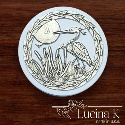 Heron Keepsake Box decorated with Fine Pewter Made in USA