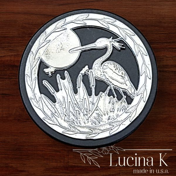 Heron Keepsake Box decorated with Fine Pewter Made in USA