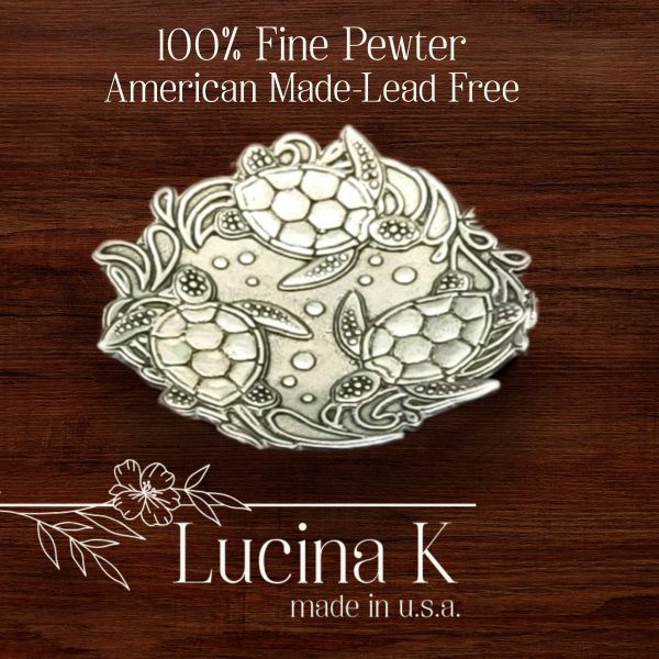 Sea Turtle Jewelry Tray Ring Dish - Fine Pewter Made in USA