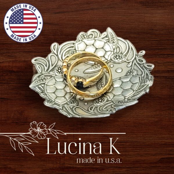Sea Turtle Jewelry Tray Ring Dish - Fine Pewter Made in USA