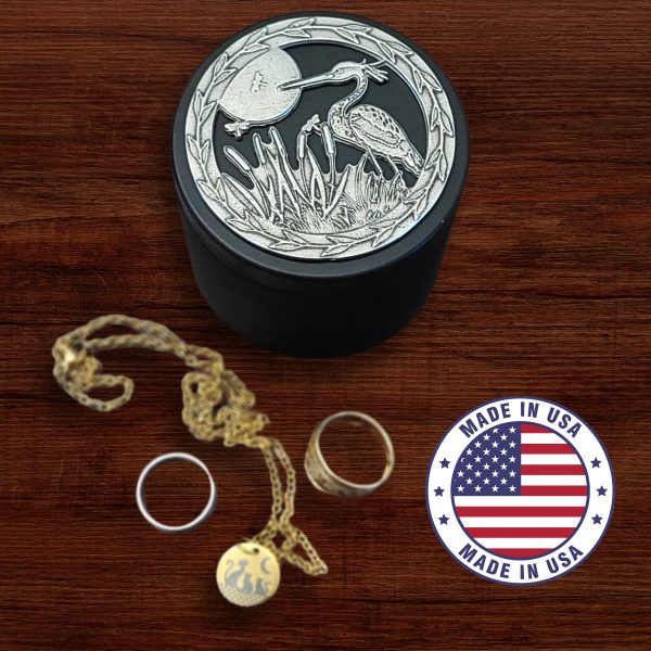 Heron Keepsake Box decorated with Fine Pewter Made in USA