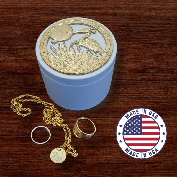 Heron Keepsake Box decorated with Fine Pewter Made in USA